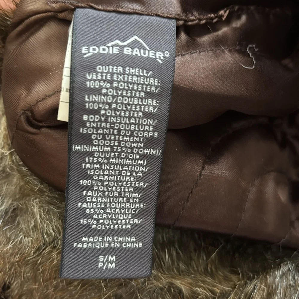 Eddie Bauer White and Brown Quilted Trapper Hat - Picture 4 of 5